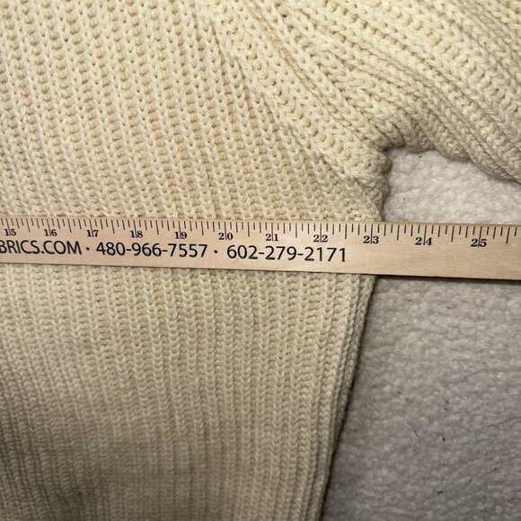 Orvis British Wool Sweater Fisherman Chunky Crew Neck Elbow Patch Cream Ivory XL - Picture 9 of 10